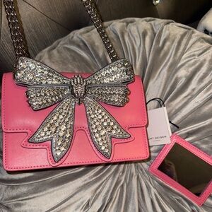 Kurt Geiger Hot Pink Crystal Bow Crossbody Bag